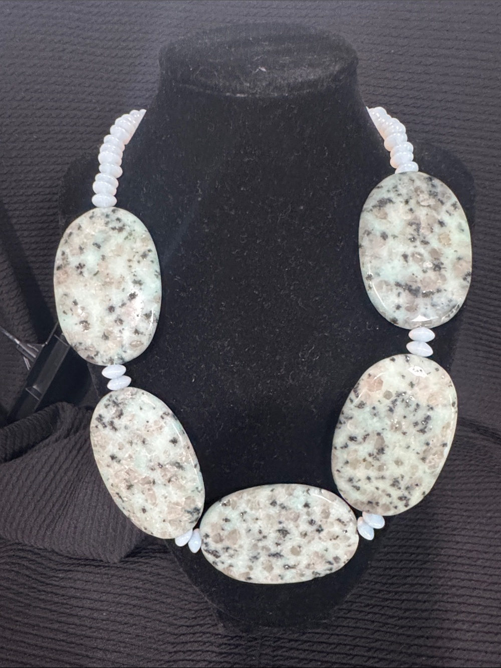 Hand Crafted Kiwi Jasper Statement Necklace. 24in